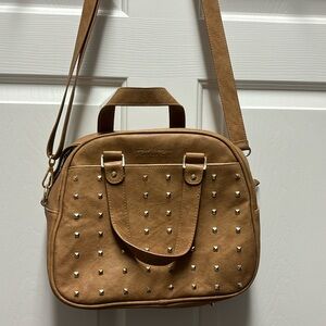 Rad/Rev crossbody purse LIKE NEW taupe tan brown faux leather gold studs CLEAN